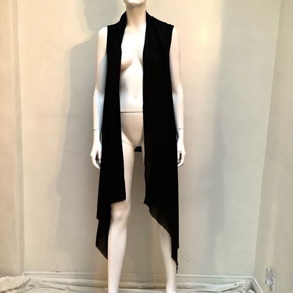 MAX MARA CASHMERE VEST BLACK MEDIUM OVERSIZED VINTAGE ASYMMETRICAL